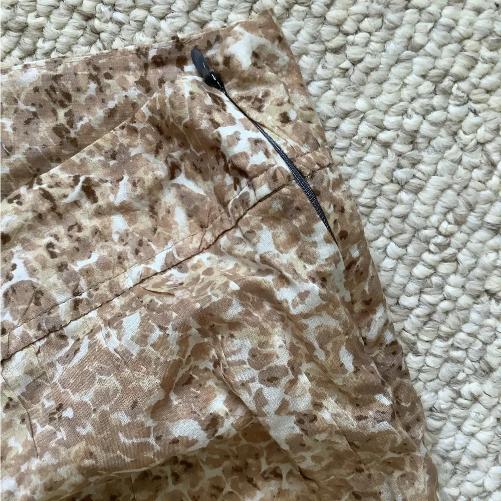 LOFT Tan Brown White Animal Print Skirt Lined 4